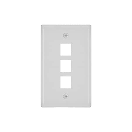 WallPlate, Blank, 3 Hole, White