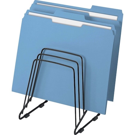File Holder, Black, Steel, 7 1/4 in W, 6 in L, 8 1/4 in H, 5 Number of Compartments