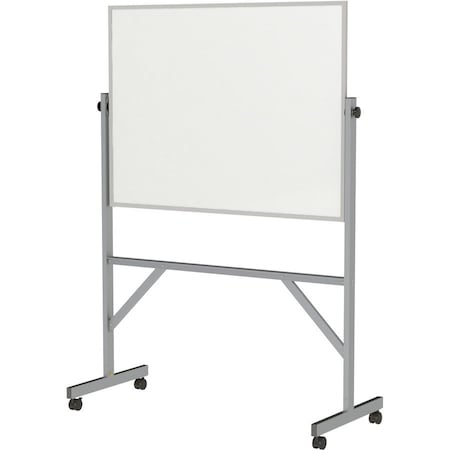 Dry Erase Board, Porcelain, 78 1/4 in, 53 1/4 in, Aluminum Frame, White, Matte