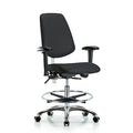 Clean Room Chair Vin Med Ben Chair, Med, Bk, Blk, CL100, Adjustable Arms, 22" to 29" Height, Vinyl
