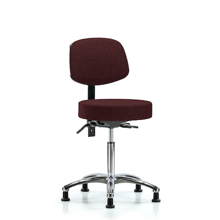 Rutledge Fab Stool with Back Chr-Medium Bench Height with Seat TiltandStat Glides in Burgundy Fab