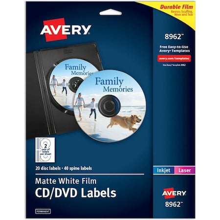 Film DVD Labels, Permanent Adhesiv, PK20
