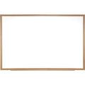 Dry Erase Board, Plastic, 36 5/8 in, 60 5/8 in, Wood Frame, White, Gloss