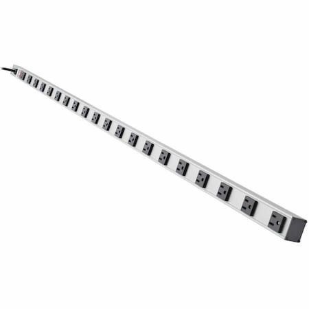 Outlet Strip, Vertical, 20 5-15R, 5-15P, 15 ft., Silver
