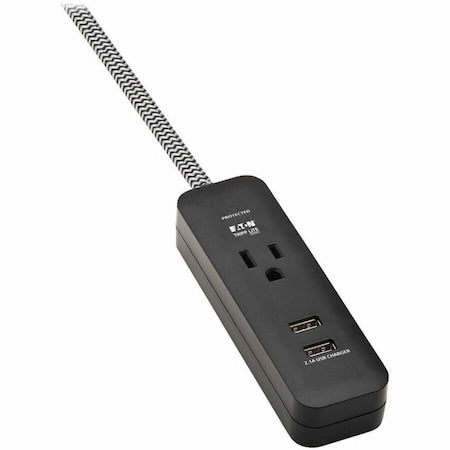 Surge Protector, 1 NEMA 5-15R, NEMA 5-15P, 4 ft, Black