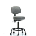 Rutledge Fab Stool with Back-Medium Bench Height with RT Base, Seat Tilt, andCasters in Gray Fab