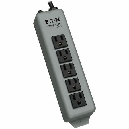 Outlet Strip, Wall/Floor Mount, 5-15R, 5-15P, 15 ft., Gray