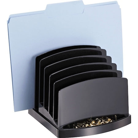 Incline Sorter, Black, Plastic, 7 1/2 in W, 7 1/2 in L, 6 3/8 in H, 6 Number of Compartments
