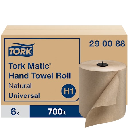 Hardwound Paper Towel Roll, 1 Ply, Continuous Roll Sheets, 700 ft, Brown, 6 PK