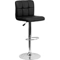Black Quilted Vinyl Barstool, Adj Height, Weight Capacity: 330 lb.