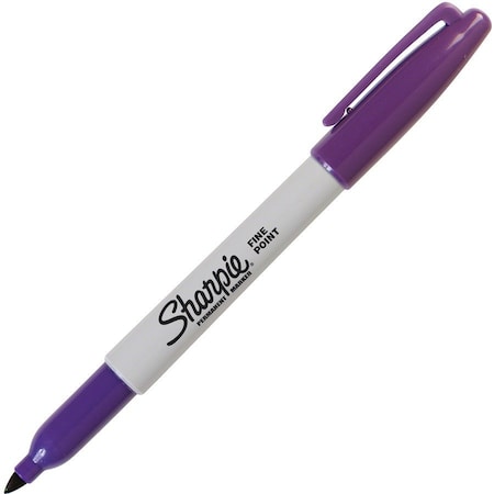Permanent Marker, Purple, Fine Tip, Capped, 12 PK