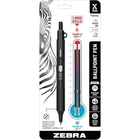 X-701 Retractable Ballpoint 0.7mm Blk 1Pk w/ 2 Bonus Refills