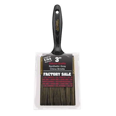 3" Flat Sash Soft, China Hair Bristle, Paint Brush, Plastic Handle