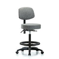 Rutledge Fabric Stool with Back - High Bench Height with Black Foot Ring and Casters in Gray Fabric