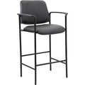 Square Back Diamond Stool with Arm In Black Caressoft