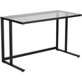 Glass Desk Glass Top Desk w/Black Pedestal Frame, 23-1/2" D X 29-1/4" H, 47-1/4" W X Glass