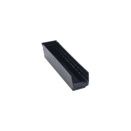 Shelf Storage Bin, Polypropylene/Polyethylene, Black, 4 in H, 17 7/8 in W, 4 in L