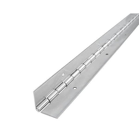 Piano Hinge, Stainless Steel, Full Surface Mounting, 3 in Leaf W x 72 in Leaf H, Mill