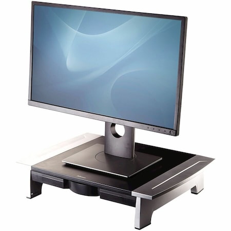 Monitor Stand, 6 1/2 in H, Black; Silver