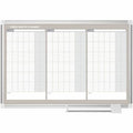 Magnetic 3-Month Dry Erase Planner, Wall Mount, Sliding Tray, 24" x 36", Aluminum Frame