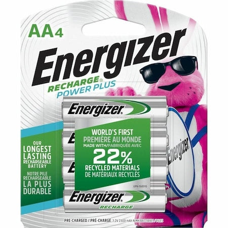 Power Plus Rechargeable AA Batteries, NiMh, 4PK