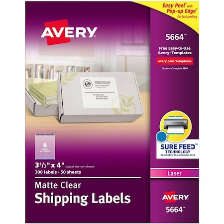 Matte Clear Shipping Labels, Sure, PK300