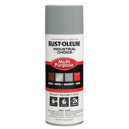 Electrical Utility Industry Spray Paint, Light Gray, Gloss, Solvent, 12 oz