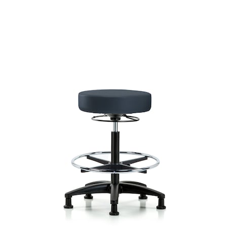 Vin Stool without Back-High Bench Ht with Chr FRandStat Glides in Imperial Blue Trailblazer Vin