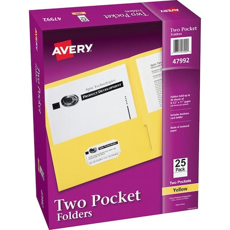 Two-Pocket File Folder, Yellow, PK25
