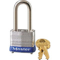 Padlock, Keyed Different, Long Shackle, Rectangular Steel Body, Steel Shackle, 1/2 in W