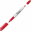 Permanent Marker, Red, Twin Tip, 12 PK