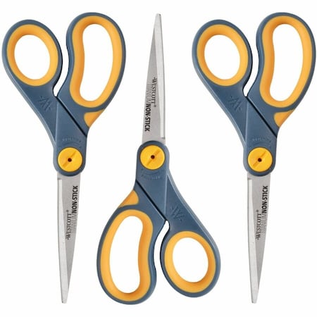 Westcott 8" Straight Titanium Bonded Non-Stick Scissors with Adjustable Glide Feature, 3 Pack