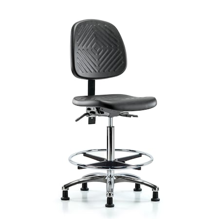 High Bench Chair Ben Chair,Poly,Hi,Med Bk,Chr,Tilt CF Gld, No Arms, 24-1/2"" to 33-1/2"" Height