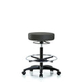 Vin Stool without Back-High Bench Height with Chrome Foot RingandCasters in Charcoal Trailblazer Vin