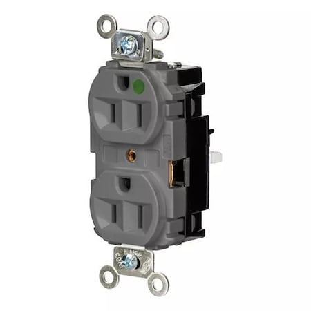 Straight Blade Receptacle, 5-15R, 15 A, 125V AC, 2 Pole, 3 Wire, Surface Mount, Grounded