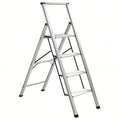 Light Step Stool, 4 Steps, 250 lb Load Capacity, 51 in Overall Height, Aluminum, Aluminum