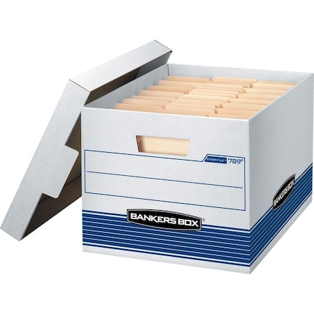File Box, Corrugated Fiberboard, 12 in W, 15 in D, 10 in H, Lift-Off Locking Lid Closure