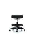 Rutledge Fab Stool without Back - Med Bench Height with Black Foot Ring and Casters in Black Fab