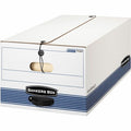File Box, Corrugated Fiberboard, 15 in W, 24 in D, 10 in H, String & Button Closure, Blue, White