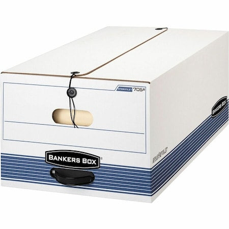 File Box, Corrugated Fiberboard, 15 in W, 24 in D, 10 in H, String & Button Closure, Blue, White