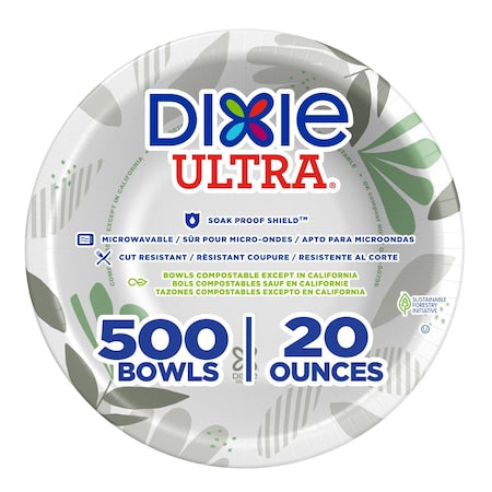 Disposable Bowl, Round, 20 fl. oz., Paper, Water, Pathways, PK500