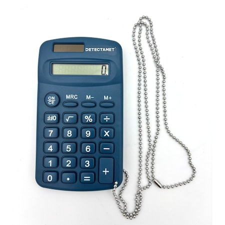 Metal Detectable Portable Calculator, 2.51" W, 4.44" H With Chain