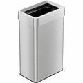 18 gal Rectangular Trash Can, Silver, Open Top, Stainless Steel, 10.24 in