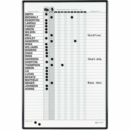 In/Out Board, Porcelain, 36 in, 24 in, Aluminum Frame, White/Gray, Gloss