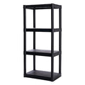 Freestanding Plastic Shelving, Open Style, 14 in D, 22 in W, 48 in H, 4 Shelves, Black
