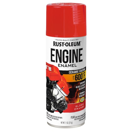 Automotive 600 Degrees F Engine Enamel Spray, Orange, Gloss, 11 oz