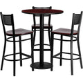 Round Mahogany Bar Table, Rnd w/Mah Seats, 30", Laminate Top, Wood Grain