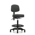 Vin Stool with Back-High Bench Ht with Black Foot RingandStatGlides in Charcoal Trailblazer Vin