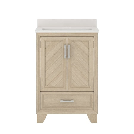 Vanity,w/Engineered Sto,24in,Natural Oak