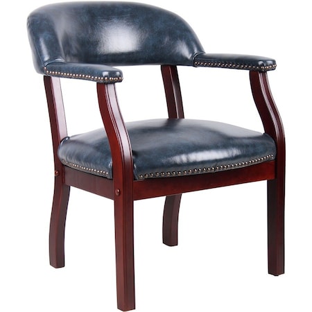 Ivy League Executive Chair, Wood Back, 24 in W 26" L 31" H, Fixed, Vinyl Seat